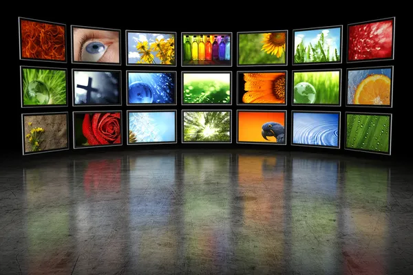 Several TVs with images — Stock Photo, Image
