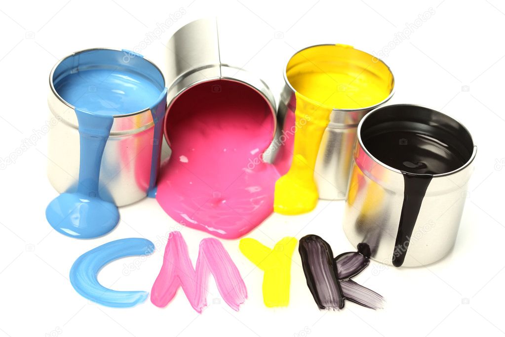 CMYK cans of paint