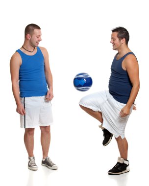 Two men with soccer ball clipart