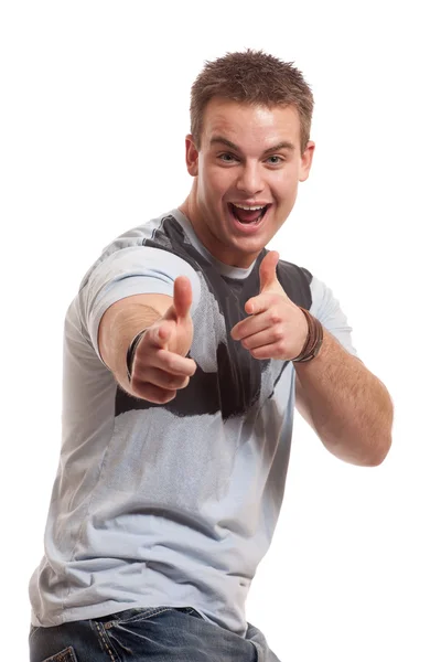 stock image Casual young man. Studio shot over white.