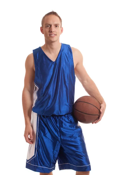 Giocatore di basket maschile. Studio girato sopra bianco . — Foto Stock