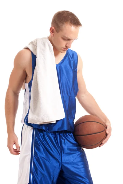 Basketballspieler. Studioaufnahme über Weiß. — Stockfoto
