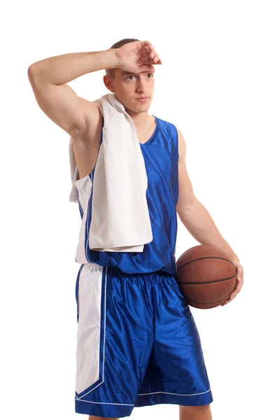 Jugador de baloncesto masculino. Estudio filmado sobre blanco . — Foto de Stock