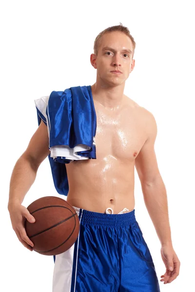 Giocatore di basket maschile. Studio girato sopra bianco . — Foto Stock