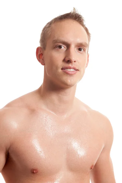 Athletic young man. Studio shot over white. — Stock Photo, Image
