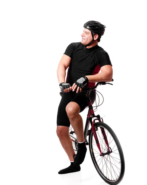 Ciclista com bicicleta — Fotografia de Stock