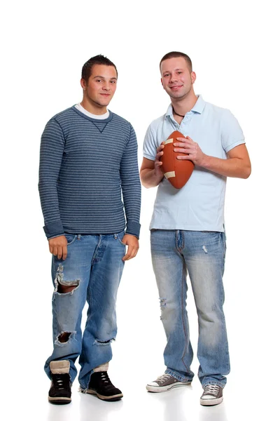 Dva muži s fotbalem — Stock fotografie