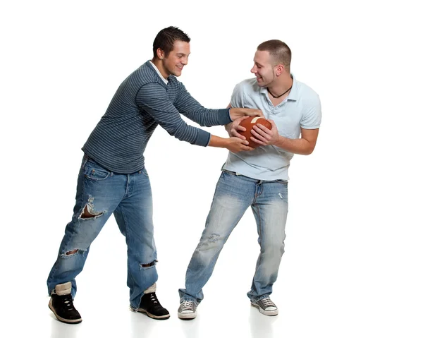 Dois homens com futebol — Fotografia de Stock