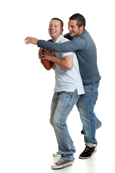 Zwei Männer mit Fußball — Stockfoto