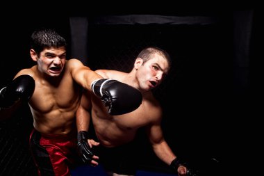 Mixed martial artists fighting - punching clipart