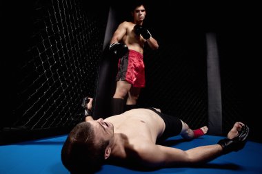 Mixed martial artists fighting - knock out clipart