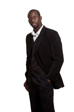 Man in formal suit. Studio shot over white. clipart