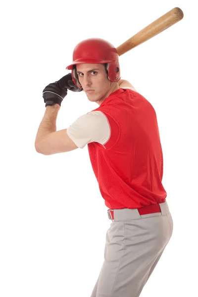 Giocatore di baseball maschile. Studio girato sopra bianco . — Foto Stock