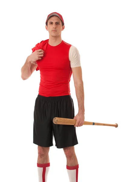 Jugador de béisbol masculino. Estudio filmado sobre blanco . — Foto de Stock