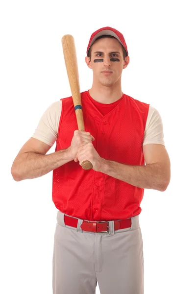 Giocatore di baseball maschile. Studio girato sopra bianco . — Foto Stock