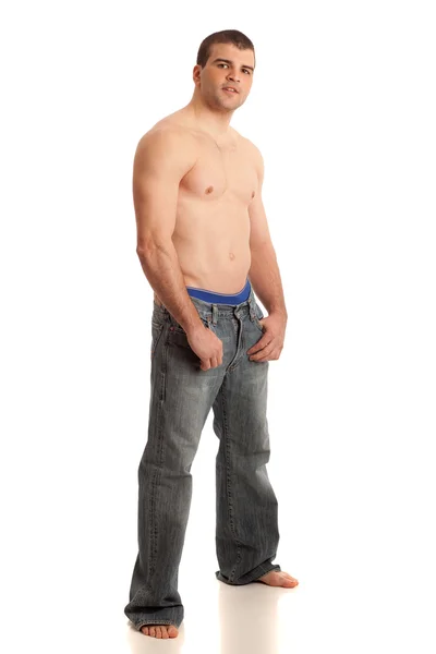 Shirtless Man in Jeans — Stock Photo, Image