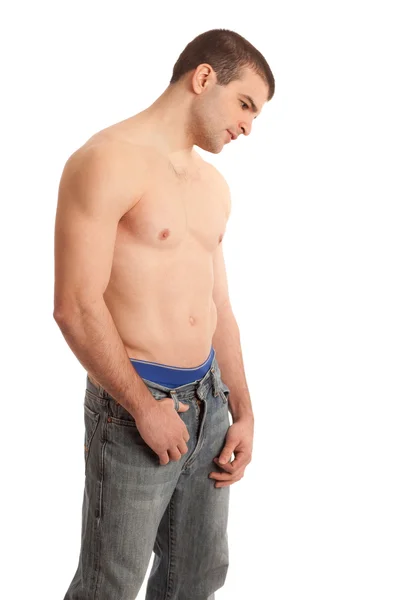 Shirtless muž v džínách — Stock fotografie