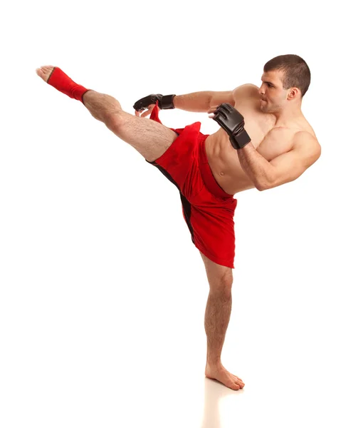Mixed martial artist. Studio shot over white. — Stock Photo, Image