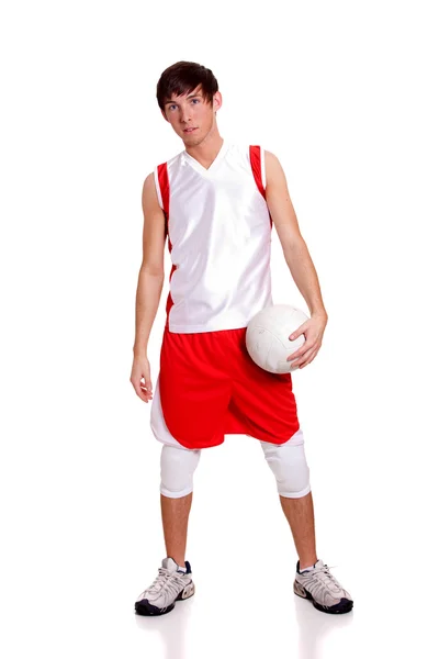 男子バレーボール選手。白にわたって撮影スタジオ. — ストック写真