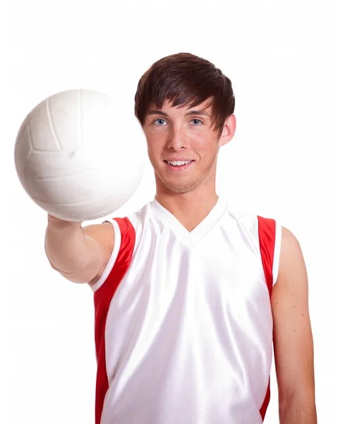 Jugador de voleibol masculino. Estudio filmado sobre blanco . — Foto de Stock