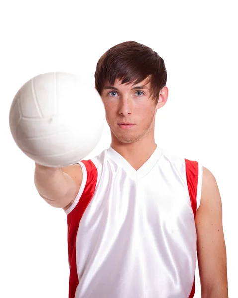Homme joueur de volley-ball. Studio tourné sur blanc . — Photo