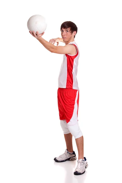 Manliga volleybollspelare. Studio skott över vita. — Stockfoto