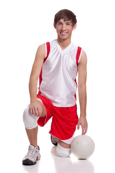 Male volleyball player. Studio shot over white. — Stock Photo, Image