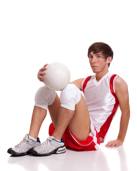 Mannelijke volleyballer. studio opname over Wit. — Stockfoto