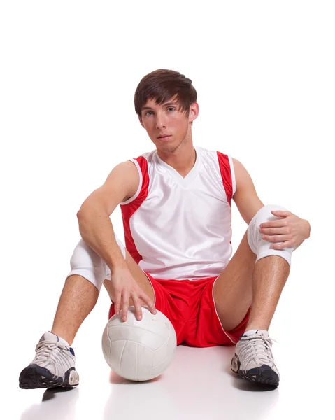 Giocatore di pallavolo maschile. Studio girato sopra bianco . — Foto Stock