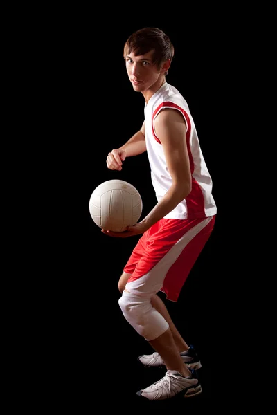 Jugador de voleibol masculino. Estudio filmado sobre negro . —  Fotos de Stock