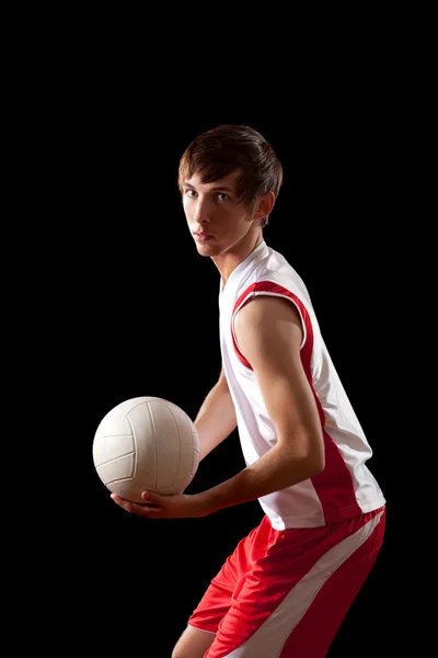 Male volleyball player. Studio shot over black. — Stock Photo, Image