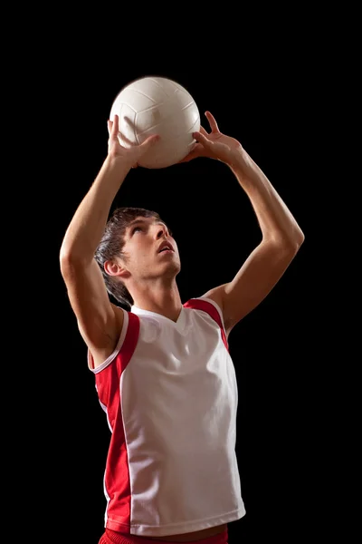 Giocatore di pallavolo maschile. Studio girato sopra nero . — Foto Stock