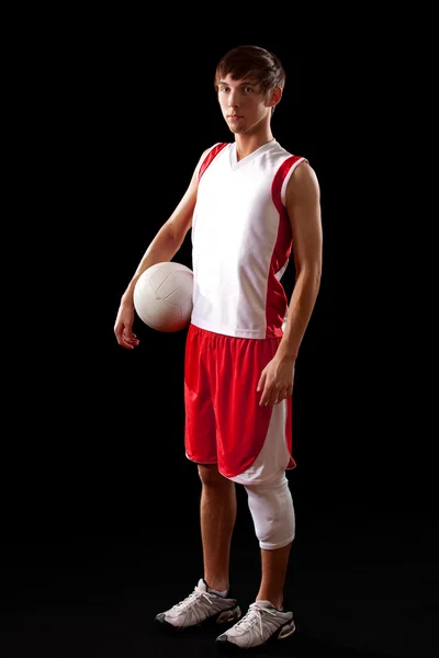 Jogador de voleibol masculino. Estúdio tiro sobre preto . — Fotografia de Stock