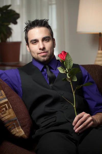 Man with Rose — Stock Photo, Image