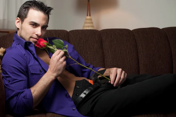 Man with Rose — Stock Photo, Image