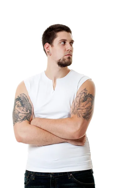 Young Man in White — Stock Photo, Image