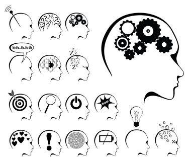 Brain activity and states icon set clipart