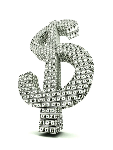 Dollar symbol made of dollar bricks — Stock Photo, Image