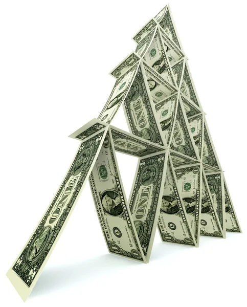 Dollar tower of one dollar notes — Stock Photo, Image