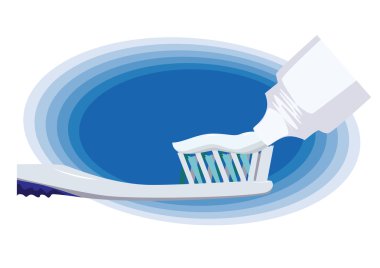 Tooth brushing on blue background clipart