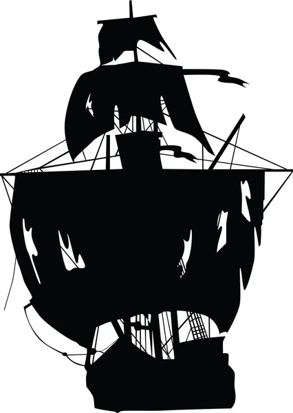 Black boat of pirates. Vector illustration. — Stock Vector