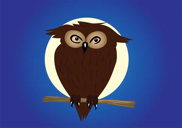 Eagle-owl on twig in the night. — Stock Vector