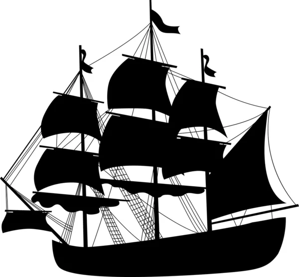 Barco negro de piratas. Ilustración vectorial . — Vector de stock