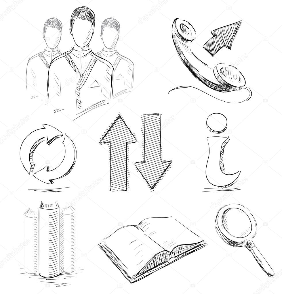 Business sketch icons set