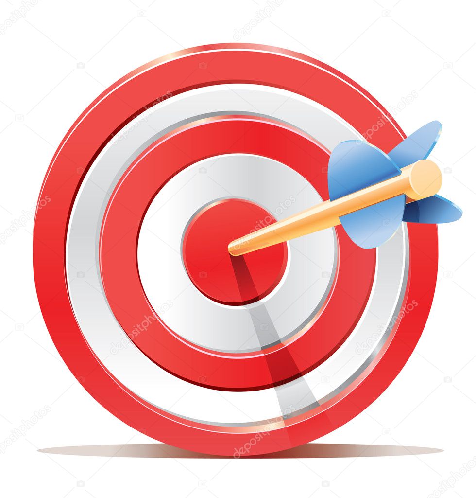 Red darts target aim and arrow