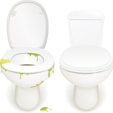 Toilet dirty and clean clipart