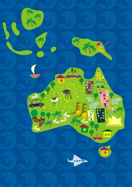 Carte de bande dessinée de Australie — Image vectorielle