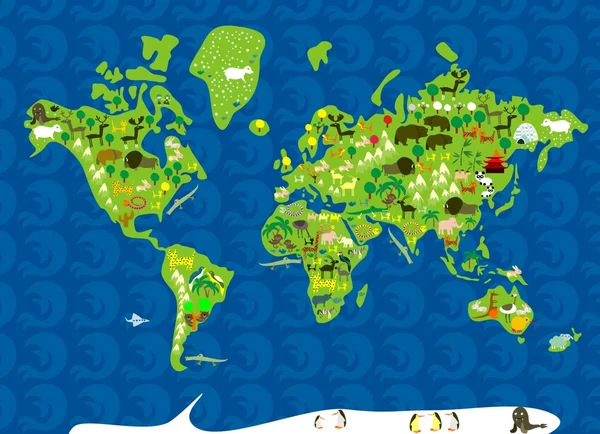动物区系地图 pf 世界 — 图库矢量图片