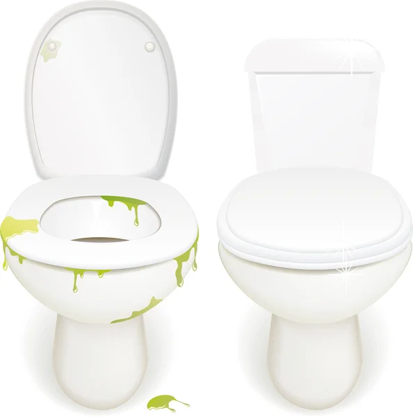 Toilettes sales et propres — Image vectorielle