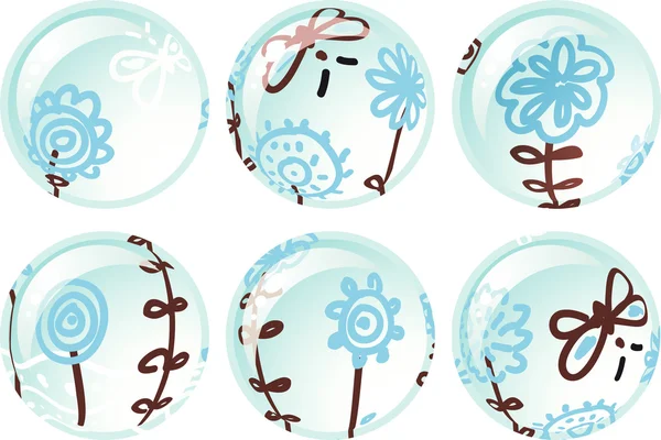 Doodle flowers buttons — Stock Vector